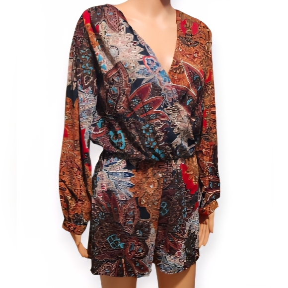 Sage Red Paisley Jumpsuit. - Picture 3 of 7